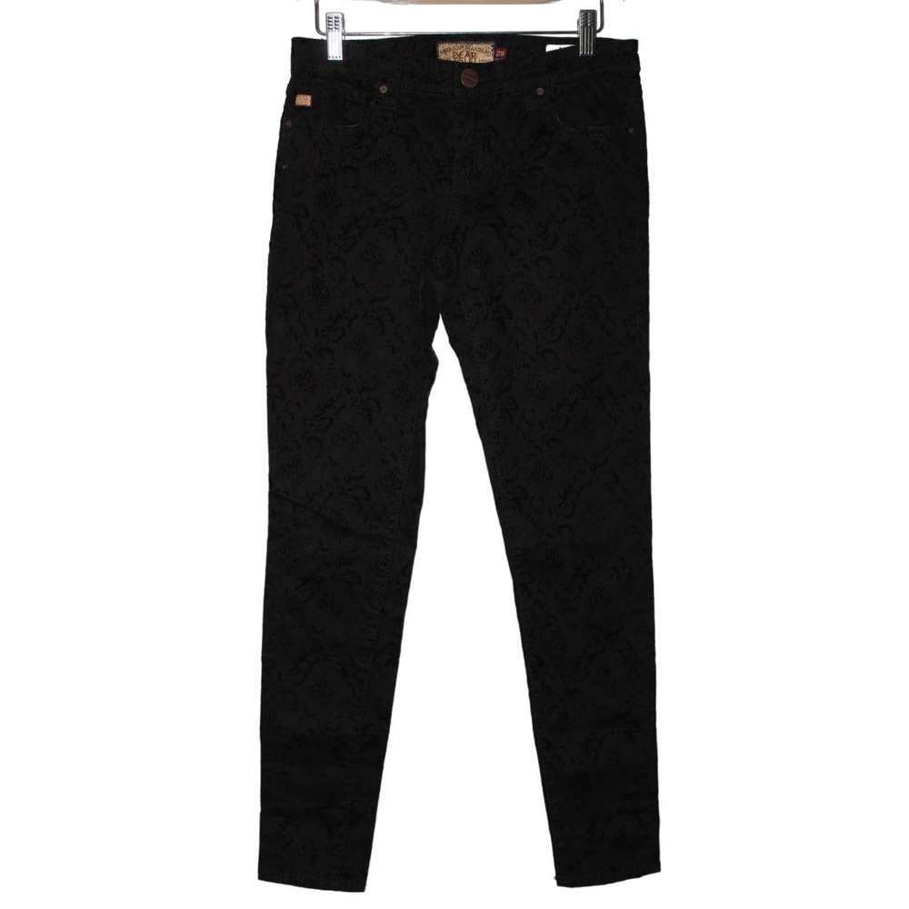 Women's Dear John Joyrich Comfort Skinny Black Denim Floral Skinny Jeans Size 28
